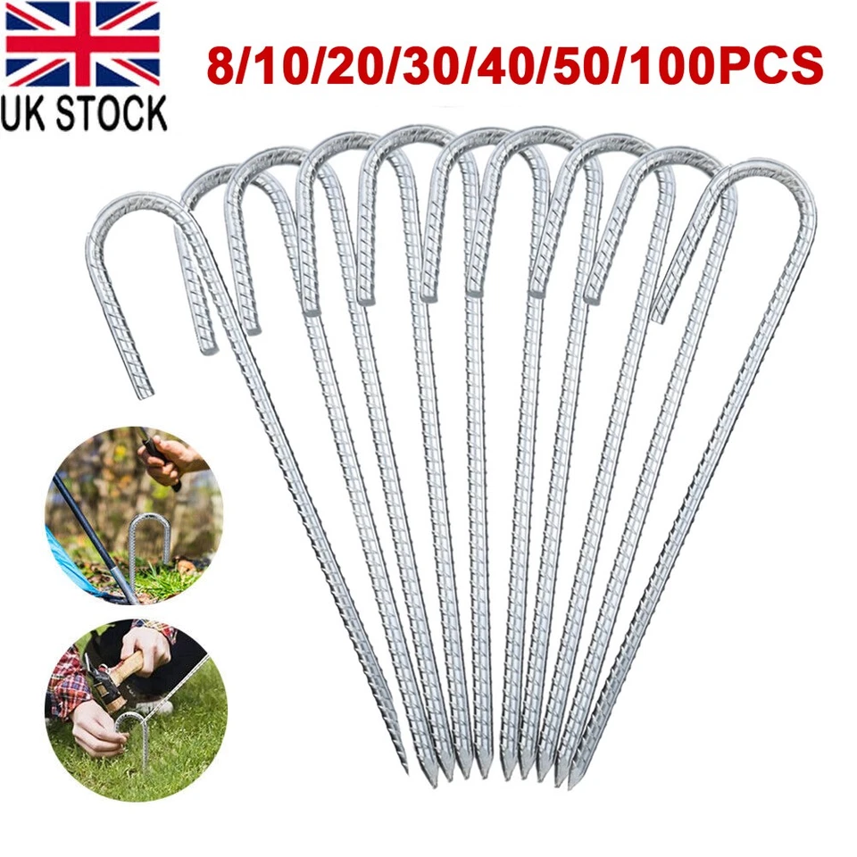 10-100Pcs Tent Pegs Heavy Duty Steel Marquee Ground Stakes Gazebo Camping Awning - Image 3 of 4
