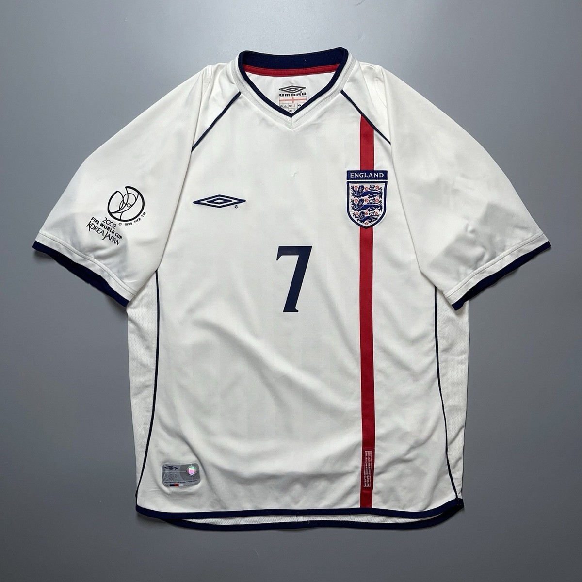 ENGLAND UMBRO 2002 WORLD CUP FOOTBALL SOCCER HOME JERSEY #7