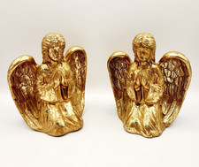 2 Vintage Golden Angel Taper Candle Holder Made In Korea 1995 Distressed Collect