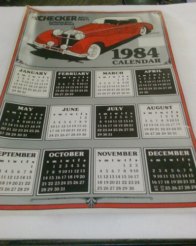 1984 calendar Checker Auto Parts 12 Month wall calendar