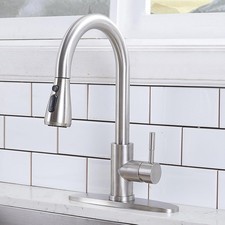 Kitchen Faucet Pull Down Sprayer Brushed Nickel Stainless Steel RV High Arc