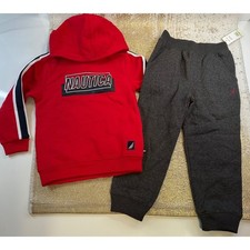 NAUTICA Toddler Boys Matching 2-Piece Red  Grey Sweats/Hoodie Outfit Set NWT 4T