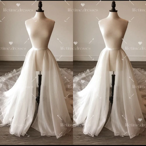 Detachable Tulle Train For Wedding Dresses Tiered Removable Train White Ivory