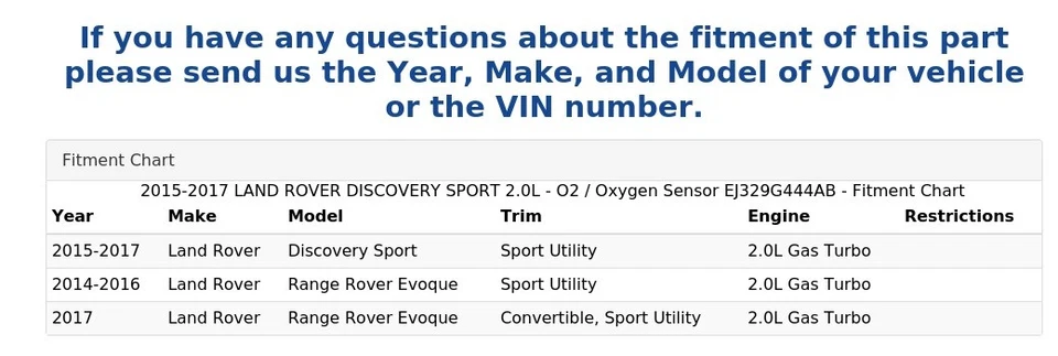 Land Rover Discovery Sport 2015-2017 2,0 L - Sensor de oxígeno/O2 EJ329G444AB Foto 4 de 4