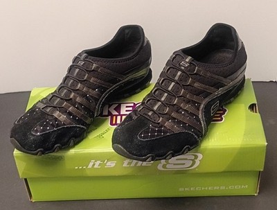 Skechers Women 21372 BKPW Bikers ego-boost Sz 8.5 Shoe Rhinstone SlipOn