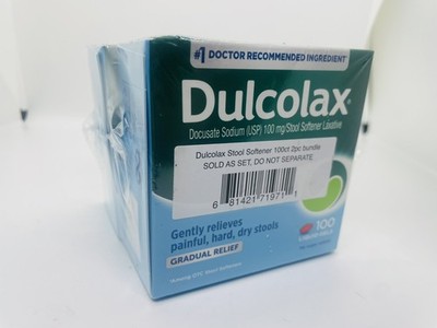 2x Dulcolax Stool Softener Laxative Liquid Gel Capsules 100 mg 100ct Exp 2/28