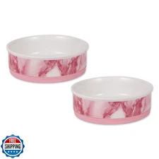 Bone Dry Ceramic Marble Non-Slip Pet Bowls, Dishwasher Safe, Large Set, 7.5x2