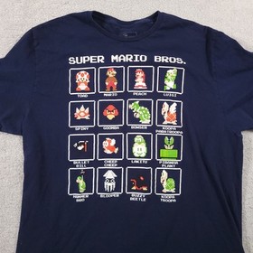 Super Mario Bros T-Shirt Mens 2X Mario NES Console Pixel Grid Boxes Graphic Tee