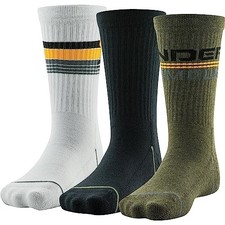 Under Armour Youth Phenom Crew Socks, 3-Pairs, Small 13.5k-4.5