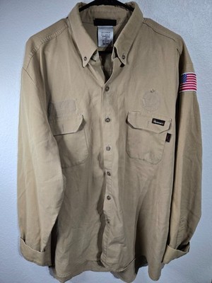 Workrite FR Shirt Mens Size XL Flame Resistant Button Up Khaki Work Wear Shirt