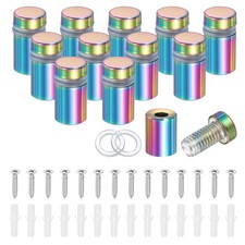 12Pcs 0.47" x 0.91"Standoff Screws Stainless Steel Wall Mount Kit, Rainbow