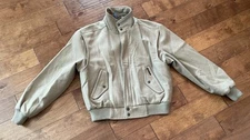 Vintage Members Only Mens Bomber Pure Wool Cafe Racer Jacket Coat 44 Beige Khaki