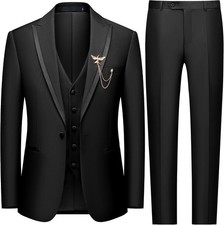 Men's 3 Piece Suit One Button Blazer Jacket Vest Pants Set Slim Fit Formal Tuxed