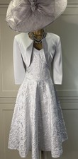 Ispirato UK 10 Silver Grey Dress & Jacket Mother Bride Guest Races Party Outfit