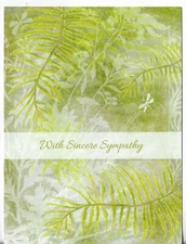 NEW LEANIN' TREE Sympathy Card apx 5.5x7 With Sincere Sympathy - Green Ferns