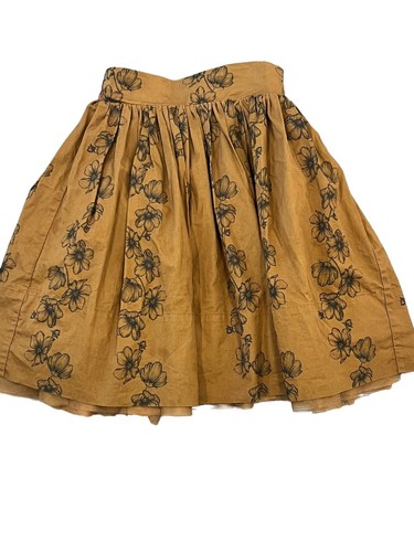 Girl's Carbon Soldier Portia Brown Floral Tulle Full Gathered Cotton Skirt Sz 8 - Picture 7 of 11