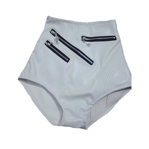 Damen schmale Slips Shorts Höschen Leder PU hochtaillierter Reißverschluss Jazz Dancewear sexy - Bild 5 von 14