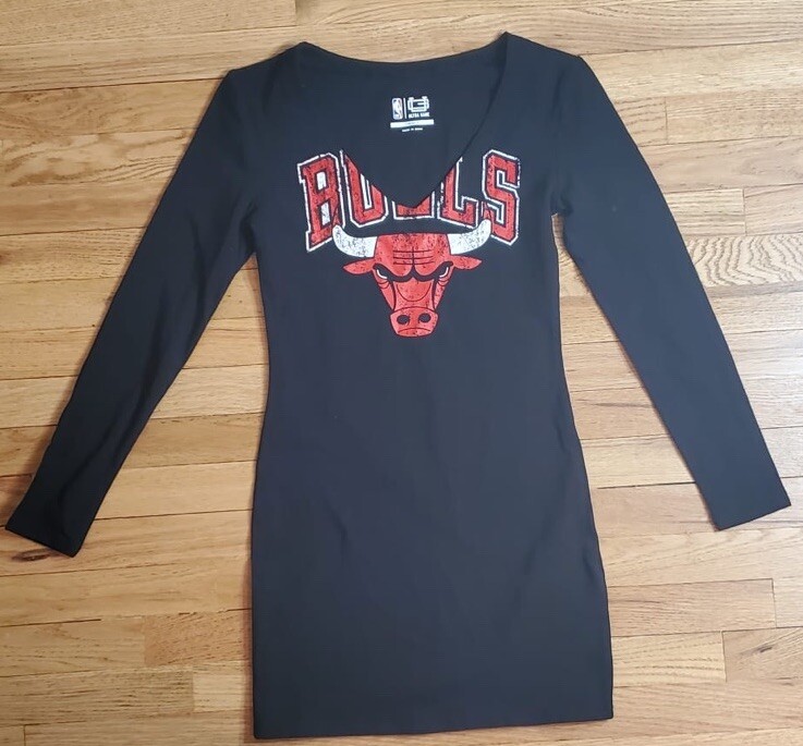 Women's CHICAGO BULLS NBA Basketball Long Sleeve Dress Black Small | eBay