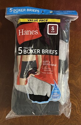 Hanes Mens Comfort Soft Waistband Boxer Briefs 5pk - Size Small (28-30'')