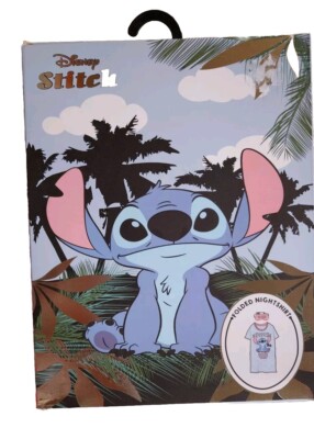 LADIES PRIMARK DISNEY WOMENS STITCH NIGHTSHIRT NIGHTWEAR NIGHTY WITH EYE  MASK UK