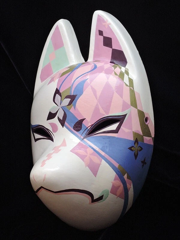 Komendo Full Face Fox Kitsune Mask SENRYUMON-SENKA Hand Made Painted Japan Party - Image 3 of 4