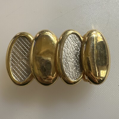 Accessocraft NYC Gold and Silver Belt Buckle Vintage Accessocraft N.Y.C. Gold Tone Metal Etruscan Buckle  main image 2