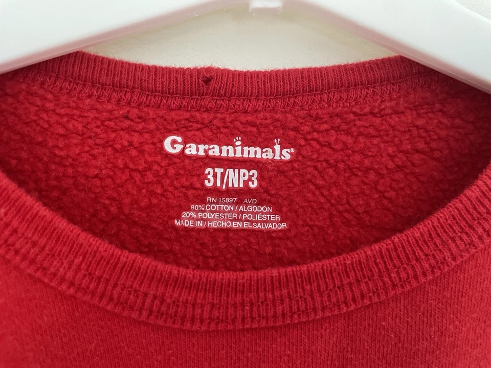 Garanimals Niñas Pequeñas Brillo Dulce Corazón Acogedora Manga Larga Sudadera Roja 3T Foto 2 de 4