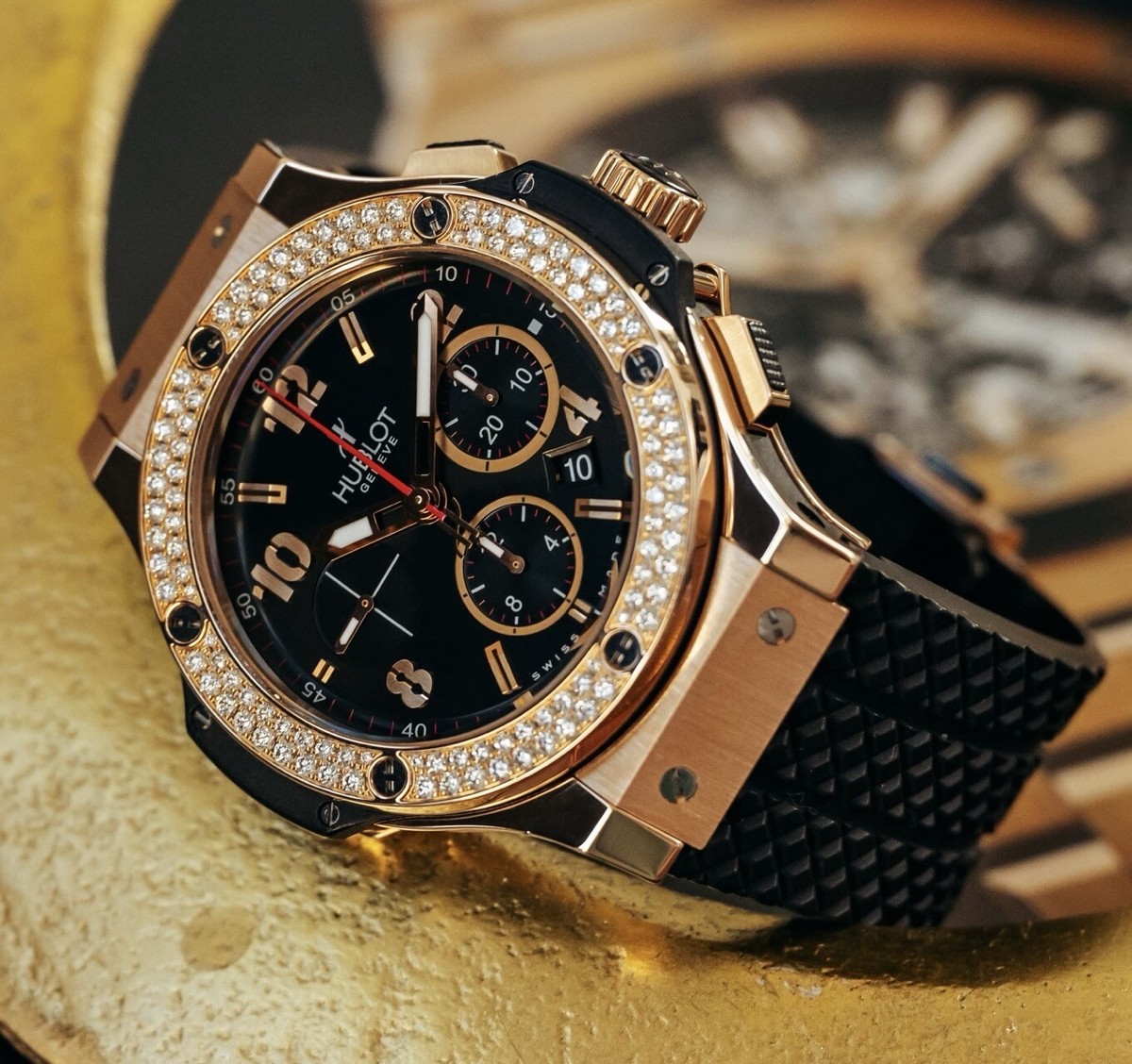 Hublot Big Bang 44 Rose Gold $43K MSRP FACTORY Diamonds