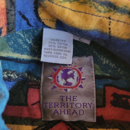 Vintage Territory Ahead Wild Pattern Rayon Blend Large Short Sleeve - Picture 7 of 7