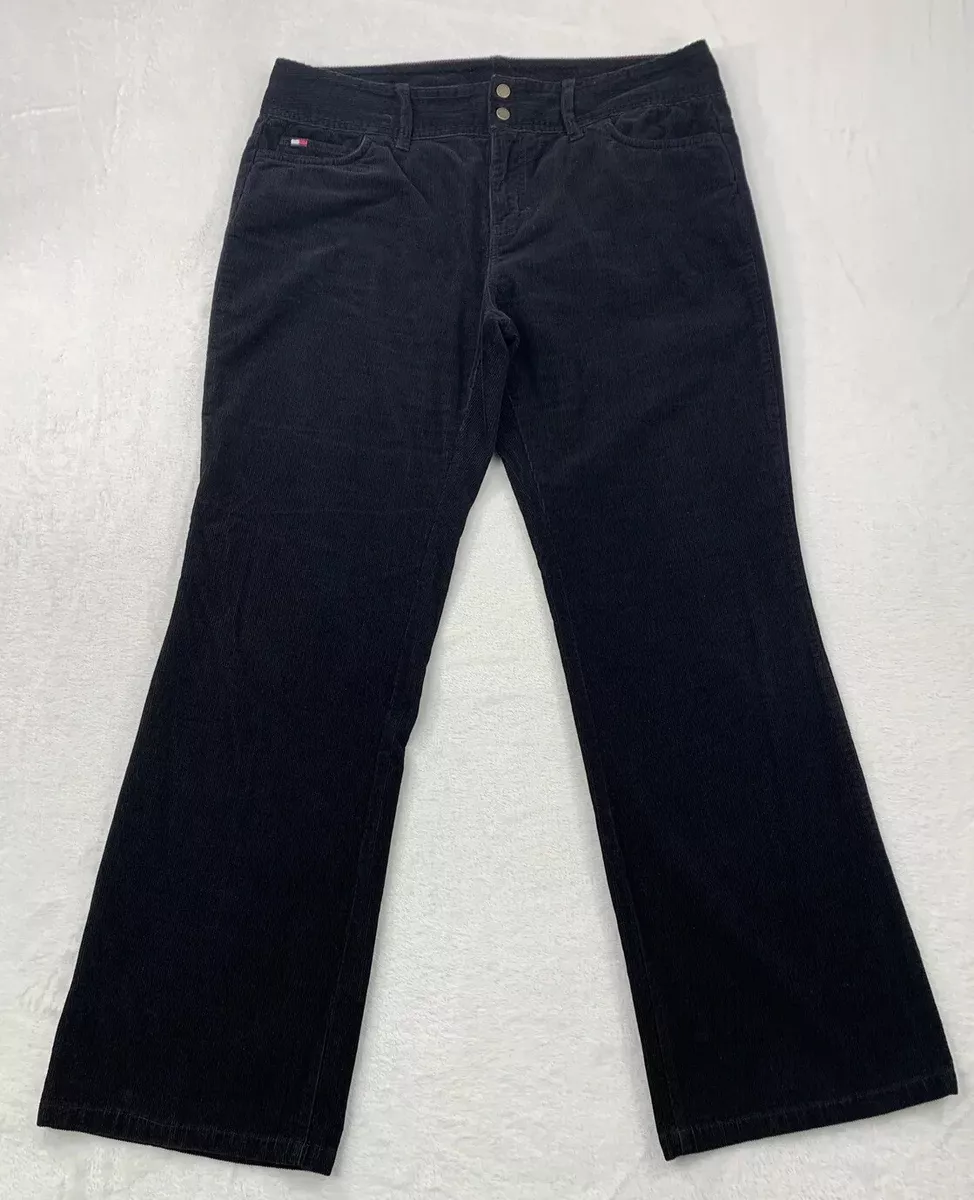 Y2K Tommy Hilfiger Corduroy Pants Women's 14 Flare Leg High rise Bootcut  Black