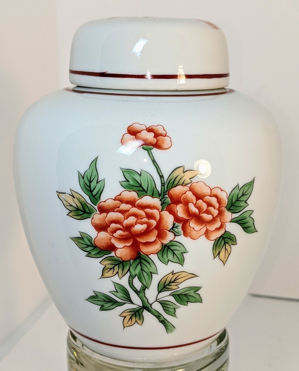 Vintage Ginger Jar w/ Lid Andrea by Sadek #5522 Japan - Peach