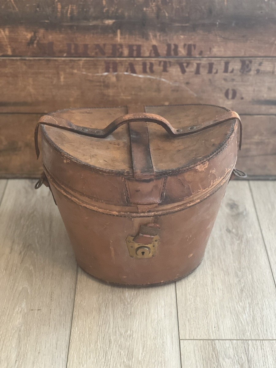 Old Vintage Hat Boxes Rare Antique Leather Top Hat Box Victorian