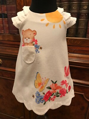 Mayoral Baby weißes Sommerkleid - Teddy & Schmetterling Design - 6M - neu