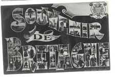 Old postcard souvenir of Brittany costumes headdresses views 1905