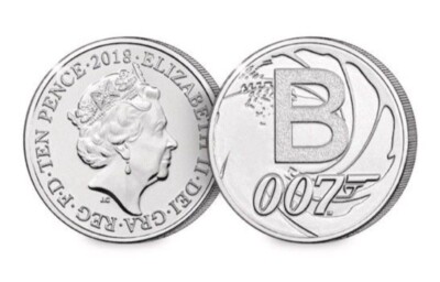 10p Coin James Bond 007 Alphabet Letter B 10 Pence Coin Circulated