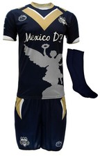 Mexico DF Style Soccer Uniform Set – Blue Jersey Shorts Socks Numbered