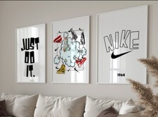 Set of 3 Nike Shoes Art pieces canvas wall ar...