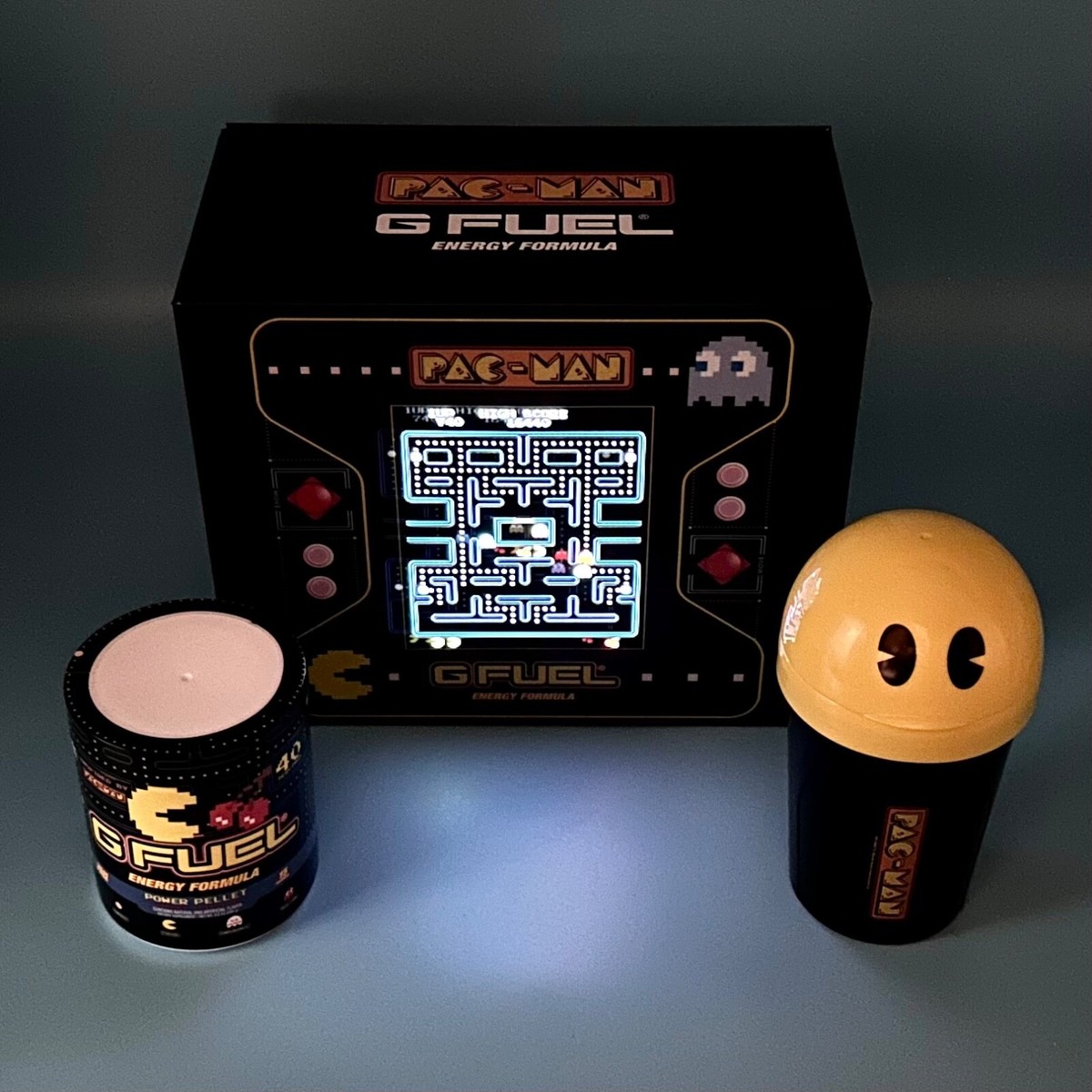 G Fuel Pac-Man Power Pellet Light-Up Collector's Box Tub +