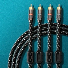 Pair HiFI RCA Cable OFC Shielded Audio Signal Interconnect Wire Gold Plated Plug