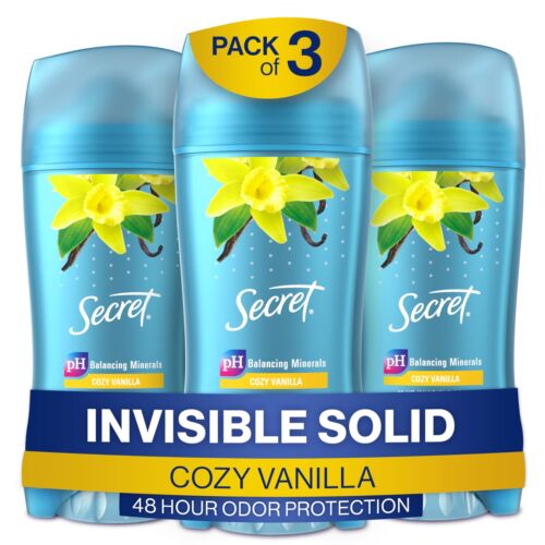 Secret Antiperspirant and Deodorant for Women, 48 Hr Invisible Solid Vanilla ...