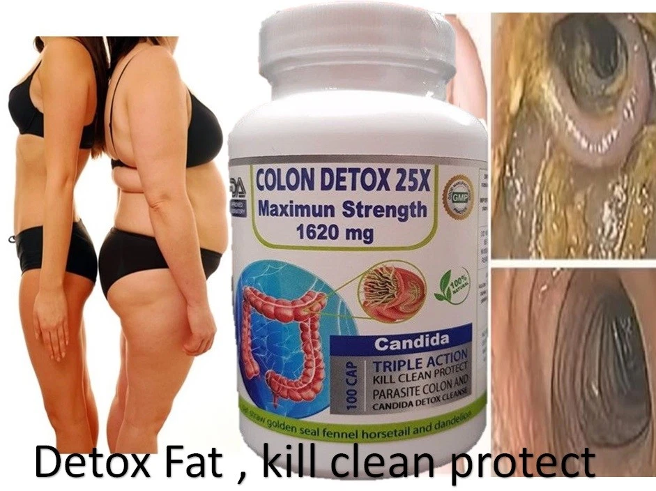 100 Detox Colon & Body Cleanse Maximum Strength Cleansing Diet Weight Loss  Pills