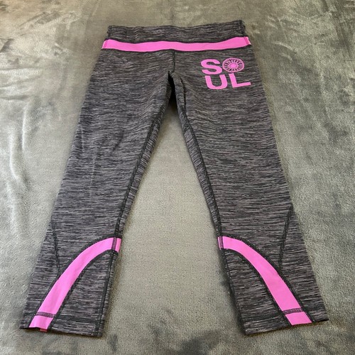 Lululemon SoulCycle Leggings Cropped Activewear Pink Gray Womens 8 29x22"