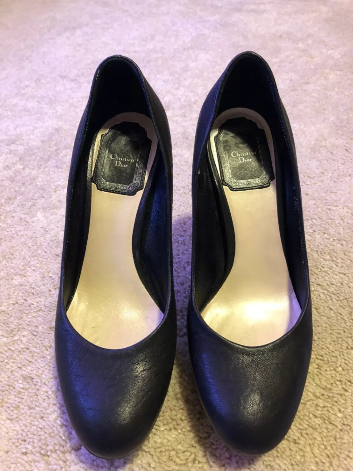 Escarpins Christian Dior talon cuir noir EU38 1/2 US8,5 RARE bon état