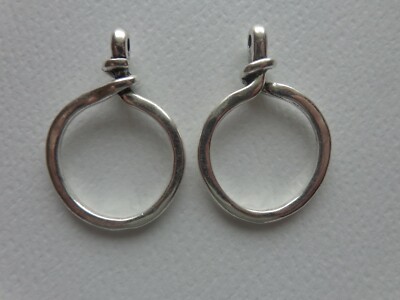 LOT OF 4 TWISTED CIRCLE CLOSED RING LOOP PENDANT CONNECTOR LINK ANTIQUE SILVER