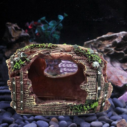 Aquarium Ornament Castle Resin Broken Barrel Fish Hideout Betta Cave Fish-Tank - Picture 2 of 8