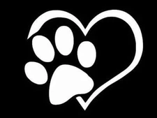 PAW PRINT with HEART PET CAT DOG Vinyl Decal Car Wall Window Sticker CHOOSE SIZE