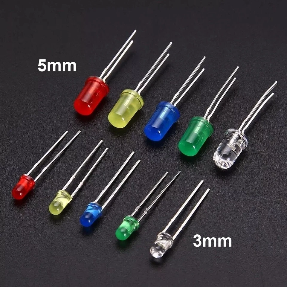 LED 3mm 5mm Sortiment 200 / 500 Stück blau gelb grün rot weiß Set LEDs farbig - Bild 3 von 4