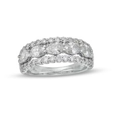 2.0CT Oval Cut CZ Diamond Tripal Row Wedding Anniversary Band Ring In 925 Silver