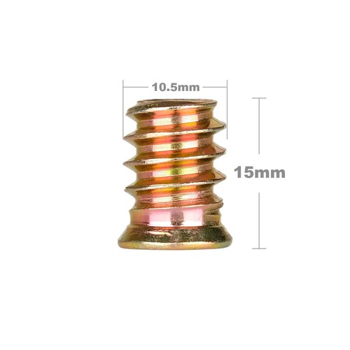 40 PCS 1/4"-20 x 15mm Furniture Screw in Nut Threaded Wood Inserts Bolt Fastener - Picture 4 of 6