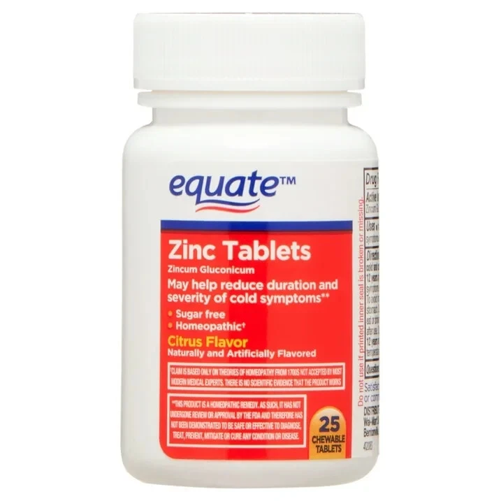 Comprimidos masticables de zinc Equate, zinc gluconicum, sabor cítrico, 25 unidades Foto 3 de 4